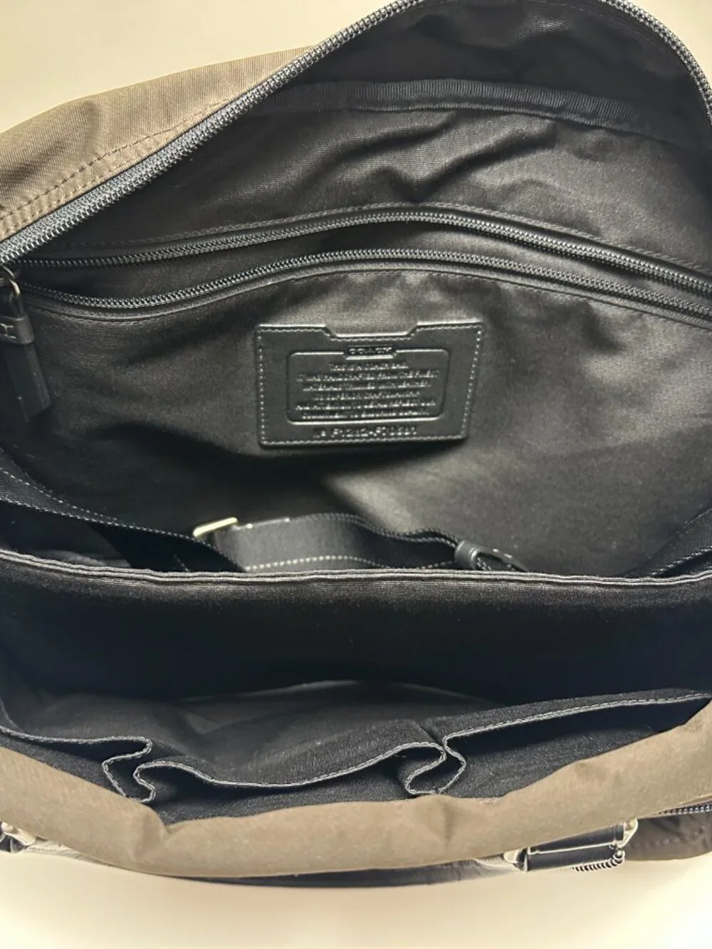 Coach 70681 Varick Nylon Messenger Bag Brownish green Unisex